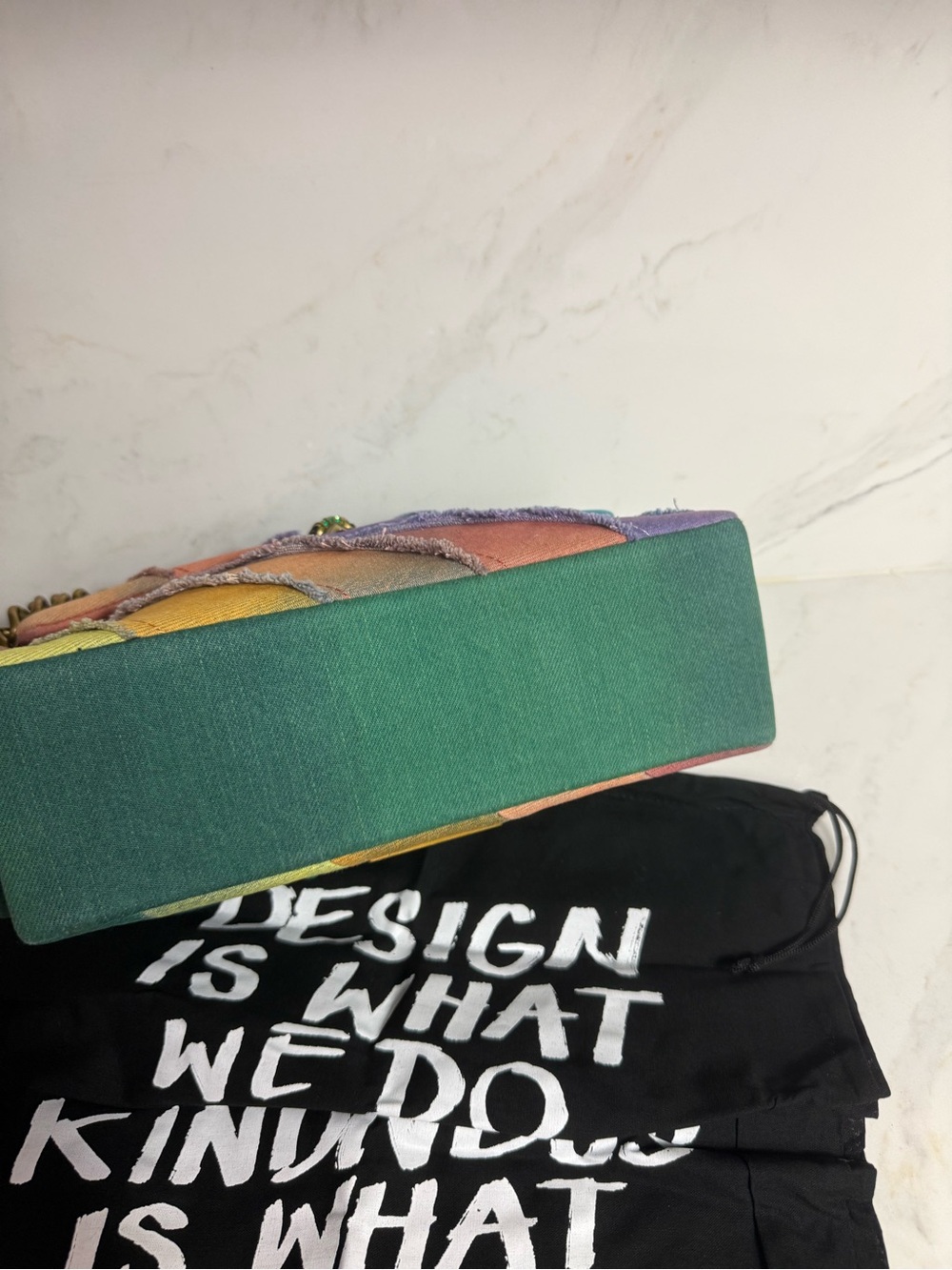 Kurt Geiger NWOT Rainbow Denim Kensington W/Dustbag - Picture 11 of 12